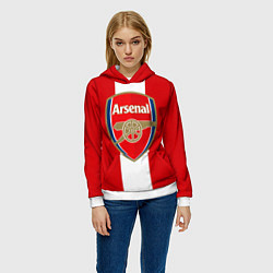 Толстовка-худи женская Arsenal FC: Red line, цвет: 3D-белый — фото 2