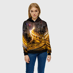 Толстовка-худи женская Шанхай - авторазвязка, цвет: 3D-черный — фото 2