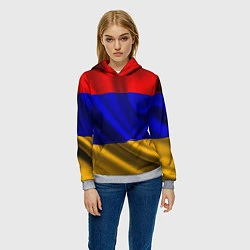 Толстовка-худи женская Флаг Армения, цвет: 3D-меланж — фото 2