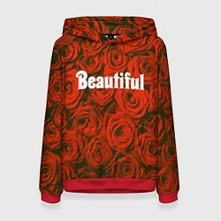 Толстовка-худи женская Beautiful Roses, цвет: 3D-красный