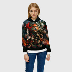 Толстовка-худи женская Warhammer 40k: Skulls, цвет: 3D-белый — фото 2