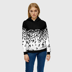 Толстовка-худи женская Поглощение музыкой, цвет: 3D-черный — фото 2