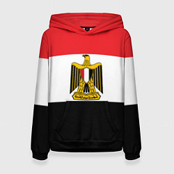Толстовка-худи женская Флаг и герб Египта, цвет: 3D-черный