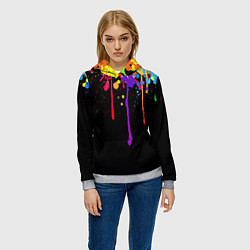 Толстовка-худи женская Краски, цвет: 3D-меланж — фото 2