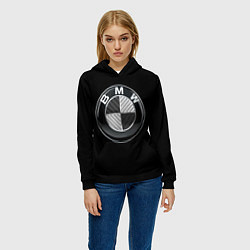 Толстовка-худи женская BMW - emblem, цвет: 3D-черный — фото 2
