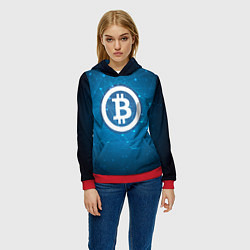 Толстовка-худи женская Bitcoin Blue, цвет: 3D-красный — фото 2