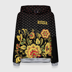 Толстовка-худи женская Russia: black edition, цвет: 3D-меланж