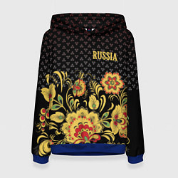 Толстовка-худи женская Russia: black edition, цвет: 3D-синий