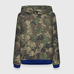 Толстовка-худи женская Камуфляж с черепами, цвет: 3D-синий
