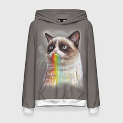 Толстовка-худи женская Grumpy Cat, цвет: 3D-белый