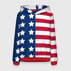 Толстовка-худи женская USA Flag, цвет: 3D-красный