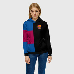 Толстовка-худи женская Barcelona FC: Black style, цвет: 3D-черный — фото 2