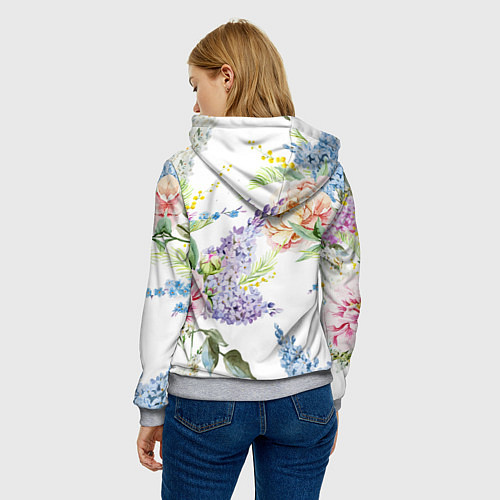 Женская толстовка Сирень и Пионы / 3D-Меланж – фото 4