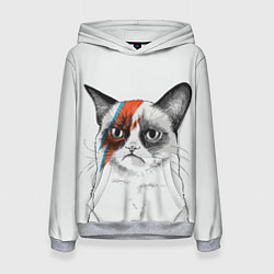 Толстовка-худи женская David Bowie: Grumpy cat, цвет: 3D-меланж