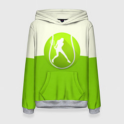 Толстовка-худи женская Символ теннисиста, цвет: 3D-меланж
