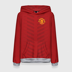 Толстовка-худи женская Manchester United: Red Lines, цвет: 3D-меланж