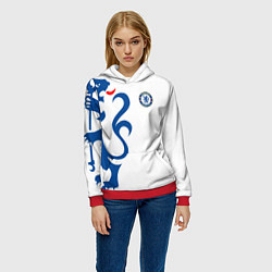 Толстовка-худи женская FC Chelsea: White Lion, цвет: 3D-красный — фото 2