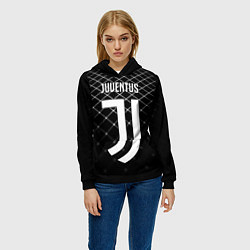 Толстовка-худи женская FC Juventus: Black Lines, цвет: 3D-черный — фото 2