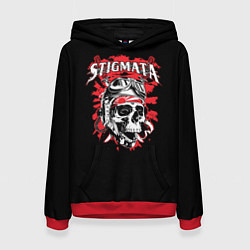 Толстовка-худи женская Stigmata Skull, цвет: 3D-красный