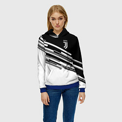 Толстовка-худи женская FC Juventus: B&W Line, цвет: 3D-синий — фото 2