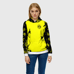 Толстовка-худи женская FC Borussia Dortmund: Yellow Original, цвет: 3D-белый — фото 2