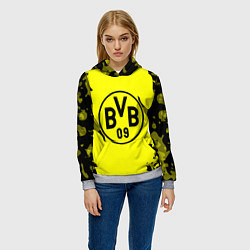 Толстовка-худи женская FC Borussia Dortmund: Yellow & Black, цвет: 3D-меланж — фото 2