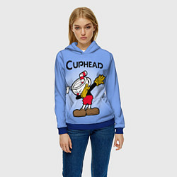 Толстовка-худи женская Cuphead Dab, цвет: 3D-синий — фото 2
