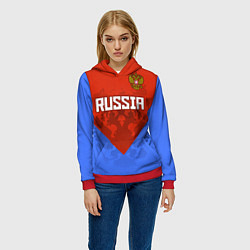 Толстовка-худи женская Russia Red & Blue, цвет: 3D-красный — фото 2