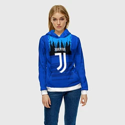Толстовка-худи женская FC Juventus: Blue Abstract, цвет: 3D-белый — фото 2
