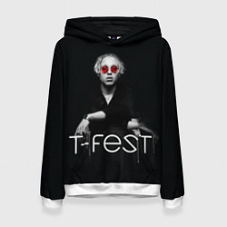 Толстовка-худи женская T-Fest: Black Style цвета 3D-белый — фото 1