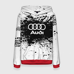Толстовка-худи женская Audi: Black Spray, цвет: 3D-красный