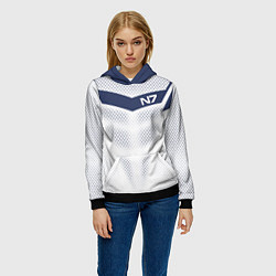 Толстовка-худи женская N7: White Armor, цвет: 3D-черный — фото 2