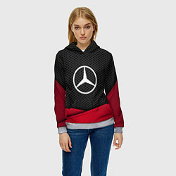 Толстовка-худи женская Mercedes Benz: Grey Carbon, цвет: 3D-меланж — фото 2
