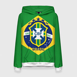 Толстовка-худи женская CBF Brazil, цвет: 3D-белый