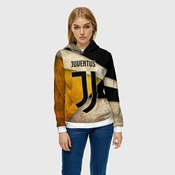 Толстовка-худи женская FC Juventus: Old Style, цвет: 3D-белый — фото 2
