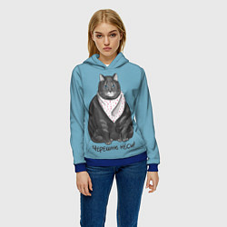 Толстовка-худи женская Черешню неси!, цвет: 3D-синий — фото 2