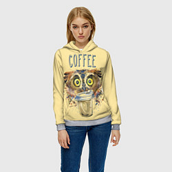 Толстовка-худи женская Owls like coffee, цвет: 3D-меланж — фото 2