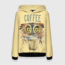 Толстовка-худи женская Owls like coffee, цвет: 3D-черный