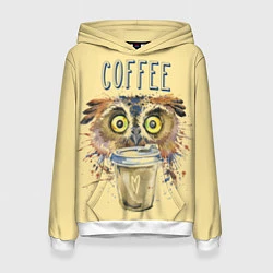 Толстовка-худи женская Owls like coffee, цвет: 3D-белый