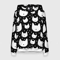 Толстовка-худи женская Love Cats Pattern, цвет: 3D-белый