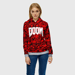 Толстовка-худи женская DOOM: Blooded Skuls, цвет: 3D-меланж — фото 2