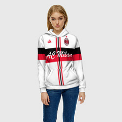 Толстовка-худи женская AC Milan: White Form, цвет: 3D-белый — фото 2