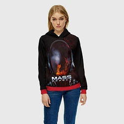 Толстовка-худи женская Mass Effect, цвет: 3D-красный — фото 2