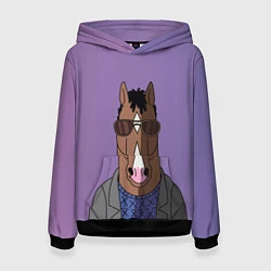 Толстовка-худи женская Конь БоДжек, цвет: 3D-черный