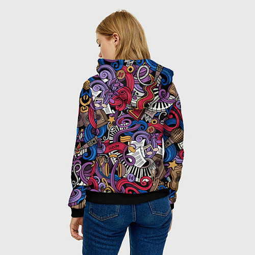 Женская толстовка Music collage / 3D-Черный – фото 4