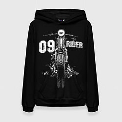 Толстовка-худи женская 09 Rider, цвет: 3D-черный