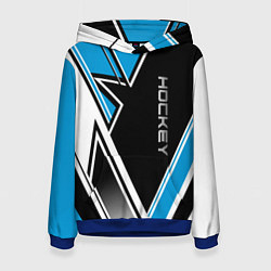 Толстовка-худи женская Hockey black blue white, цвет: 3D-синий