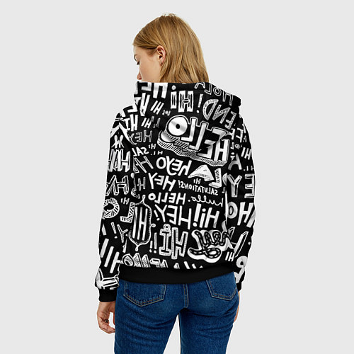 Женская толстовка Hello Pattern / 3D-Черный – фото 4