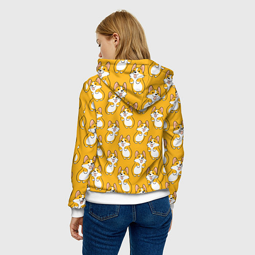 Женская толстовка Корги паттерн / 3D-Белый – фото 4