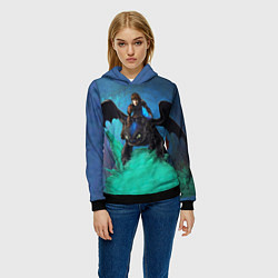 Толстовка-худи женская Как приручить дракона, цвет: 3D-черный — фото 2
